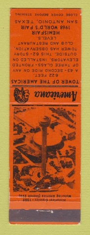 Matchbook Cover - 1968 World's Fair San Antonio TX Perkins Americana ORANGE
