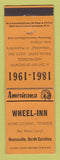 Matchbook Cover - Wheel Inn Hayesville NC 1961 Perkins Americana ORANGE