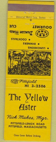 Matchbook Cover - Yellow Aster Restaurant Pittsfield MA