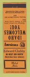 Matchbook Cover Edward Clabby Match Collector Malad ID Perkins Americana ORANGE