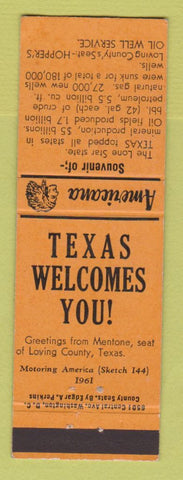 Matchbook Cover - Hopper's Oil Well Loving County TX Perkins Americana ORANGE