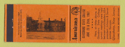 Matchbook Cover - Glassboro State College NJ 1967 Perkins Americana ORANGE