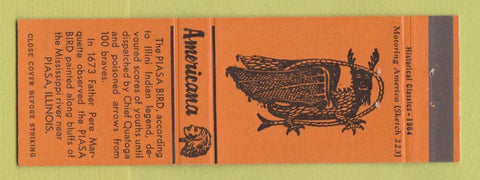 Matchbook Cover - Piasa Bird IL Perkins Americana ORANGE