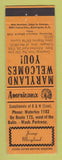 Matchbook Cover - B&W Esso oil gas Jessup MD Perkins Americana ORANGE