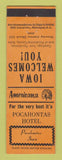 Matchbook Cover - Pocahontas Hotel IA Perkins Americana ORANGE