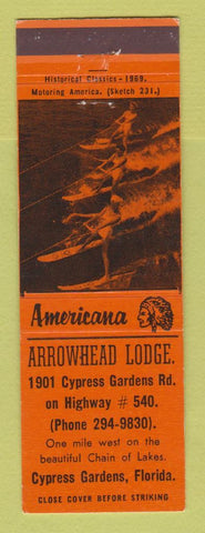 Matchbook Cover - Arrowhead Lodge Cypress Gardens FL Perkins Americana ORANGE