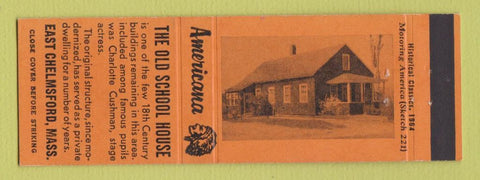 Matchbook Cover - Old School House East Chelmsford MA Perkins Americana ORANGE