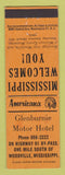 Matchbook Cover - Glenburnie Motor Hotel Woodville MS Perkins Americana ORANGE
