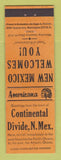 Matchbook Cover - Continental Divide NM Perkins Americana ORANGE