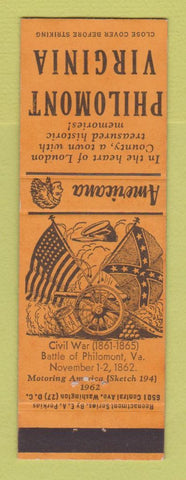 Matchbook Cover - Philomont VA Civil War Perkins Americana ORANGE