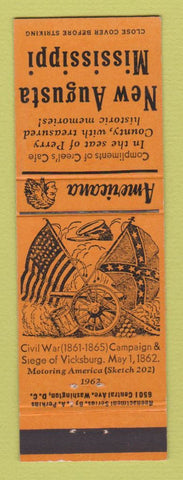 Matchbook Cover - New Augusta MS Civil War Perkins Americana ORANGE