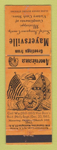 Matchbook Cover Victory Store Mayersville MS Civil War Perkins Americana ORANGE