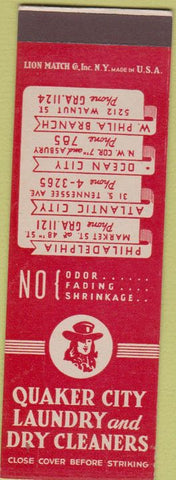 Matchbook Cover - Quaker City Dry Cleaners Atlantic City NJ