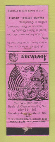 Matchbook Cover - Chancellorsville VA Civil War WEAR Perkins Americana PINK