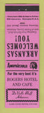 Matchbook Cover - Rogers Hotel Cafe DeVAlls Bluff AR Perkins Americana PINK