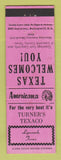 Matchbook Cover - Turner's Texaco oil gas Lipscomb TX Perkins Americana PINK