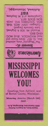 Matchbook Cover - RM Stephens Ashland MS Perkins Americana PINK