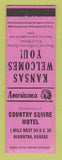 Matchbook Cover - Country Squire Motel Hiawatha KS Perkins Americana PINK