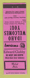 Matchbook Cover - Edward Clabby Match Collector Malad ID Perkins Americana PINK