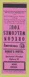 Matchbook Cover - Robie's Motel Moro OR Perkins Americana PINK