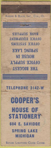 Matchbook Cover - Cooper's House  Spring Lake MI WORN