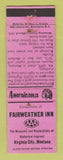 Matchbook Cover - Fairweather Inn Virginia City MT WEAR Perkins Americana PINK