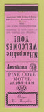 Matchbook Cover - Pine Cove Motel Ossipee NH Perkins Americana PINK