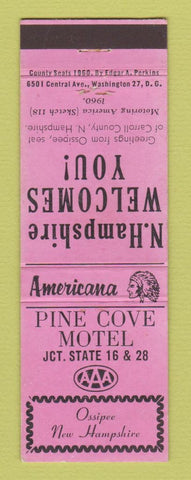 Matchbook Cover - Pine Cove Motel Ossipee NH Perkins Americana PINK
