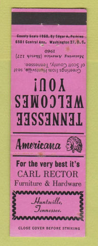 Matchbook Cover - Carl Rector Furniture Huntsville TN Perkins Americana PINK