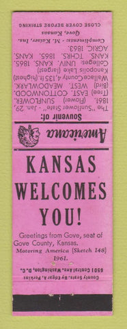 Matchbook Cover - M Kaiser Insurance Gove KS Perkins Americana PINK