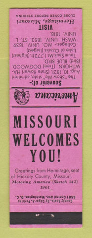 Matchbook Cover - Hermitage MO Perkins Americana PINK