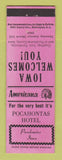 Matchbook Cover - Pocahontas Hotel IA Perkins Americana PINK
