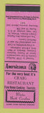 Matchbook Cover - Craig Restaurant Winton NC Perkins Americana PINK