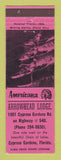 Matchbook Cover - Arrowhead Lodge Cypress Gardens FL Perkins Americana PINK