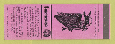 Matchbook Cover - Piasa Bird IL Perkins Americana PINK