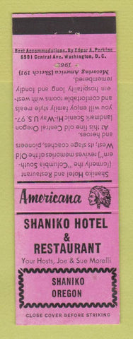 Matchbook Cover - Shaniko Hotel Restaurant OR  Perkins Americana PINK