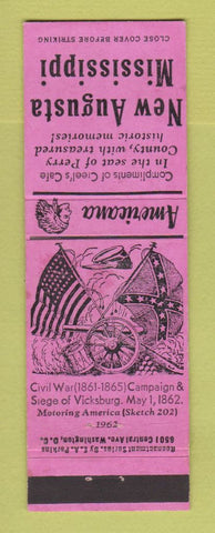 Matchbook Cover - New Augusta MS Civil War Perkins Americana PINK