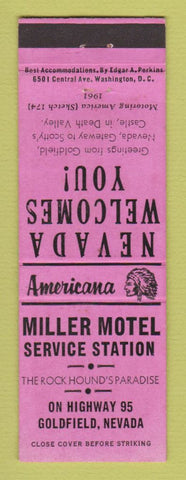 Matchbook Cover - Miller Motel Walhalla SC Perkins Americana PINK