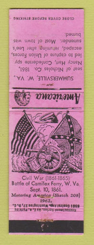 Matchbook Cover - Summersville WV Civil War Perkins Americana PINK