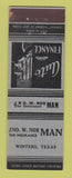 Matchbook Cover - Jno W Nor Insurance Winters TX