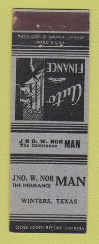 Matchbook Cover - Jno W Nor Insurance Winters TX