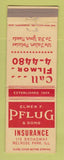 Matchbook Cover - Elmer Pflug Insurance Melrose Park IL
