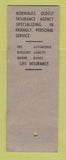 Matchbook Cover - Norwalk Insurance CT WORN SAMPLE