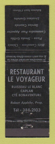 Matchbook Cover - Restaurant Le Voyageur Bonaventure QC