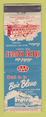 Matchbook Cover - Hotel De La Baie Bleue Carleton Sur Mer QC