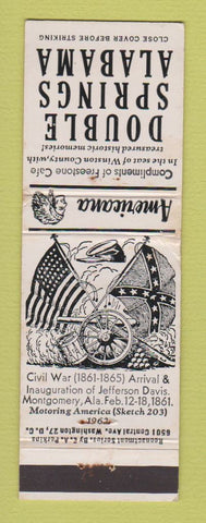 Matchbook Cover - Cafe Double Springs AL Civil War Perkins Americana WHITE