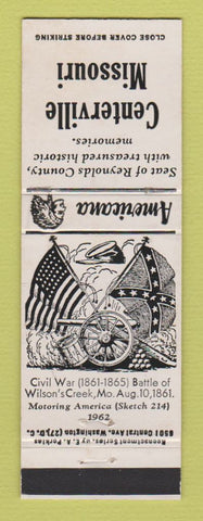 Matchbook Cover - Centerville MO Civil War Perkins Americana WHITE