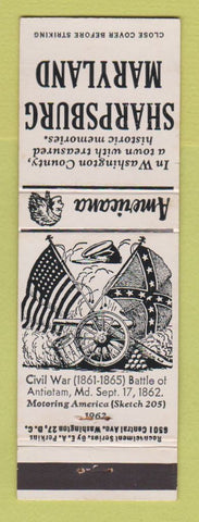 Matchbook Cover - Sharpsburg MD Civil War Perkins Americana WHITE