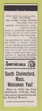 Matchbook Cover - South Chelmsford MA Perkins Americana WHITE