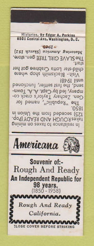 Matchbook Cover - Rough and Ready CA Perkins Americana WHITE